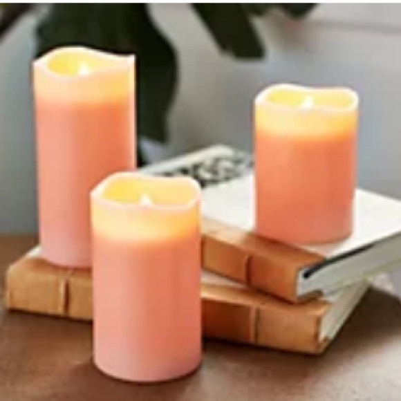 HOME REFLECTIONS Set of 3 Flameless Candles With Remote Control In Coral - Picture 1 of 11